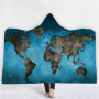 Custom Digital Printed Blanket,Wearable Coral Fleece Fabric World Map Hooded Blanket For Spring Autumn And Winter#
