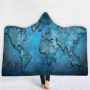 Custom Digital Printed Blanket,Wearable Coral Fleece Fabric World Map Hooded Blanket For Spring Autumn And Winter#