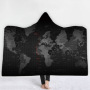 Custom Digital Printed Blanket,Wearable Coral Fleece Fabric World Map Hooded Blanket For Spring Autumn And Winter#