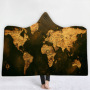 Custom Digital Printed Blanket,Wearable Coral Fleece Fabric World Map Hooded Blanket For Spring Autumn And Winter#