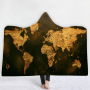 Custom Digital Printed Blanket,Wearable Coral Fleece Fabric World Map Hooded Blanket For Spring Autumn And Winter#