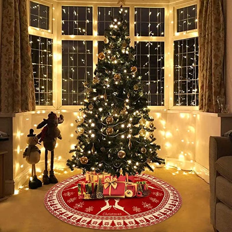 2022 New Christmas Tree Skirt Carpet Non-woven Fabric Christmas Tree Bottom Cover Mat Home New Year Navidad Party Ornaments