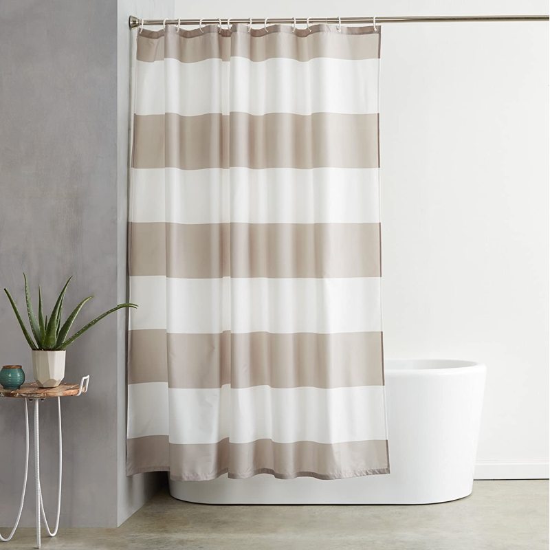 Hookless Shower Curtain with Snap On Rings with  No Liner Needed | Fast and Easy Installation