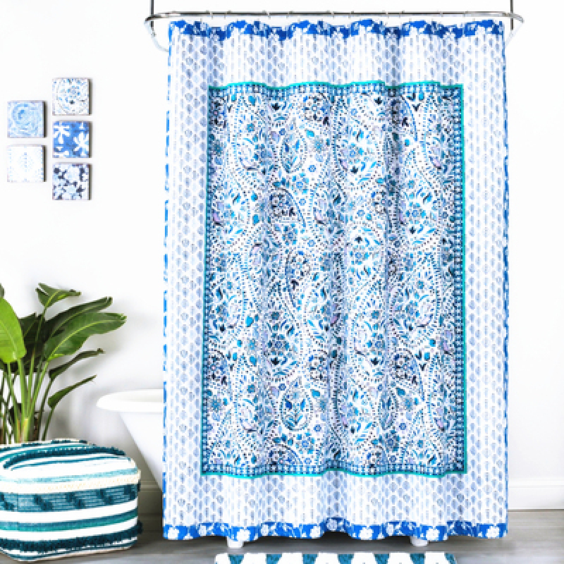 Cotton Blue Tie-dye Shower Curtain Waterproof Thickening Mildew Shower Curtain ,Nice Shower Curtain/