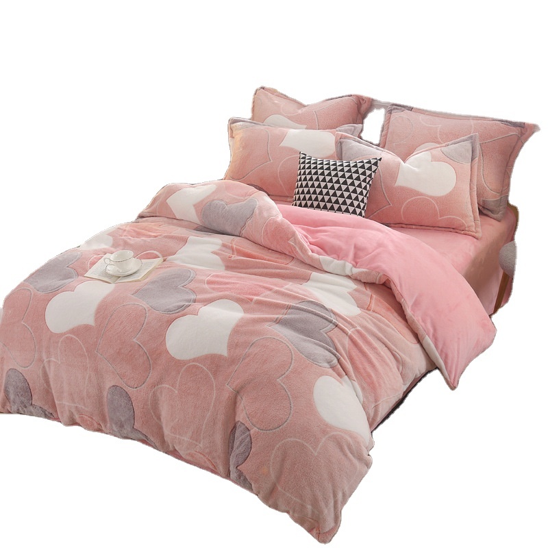 Home Coral Fleece Bedding Sets, Cheap Winter Bedding Set/