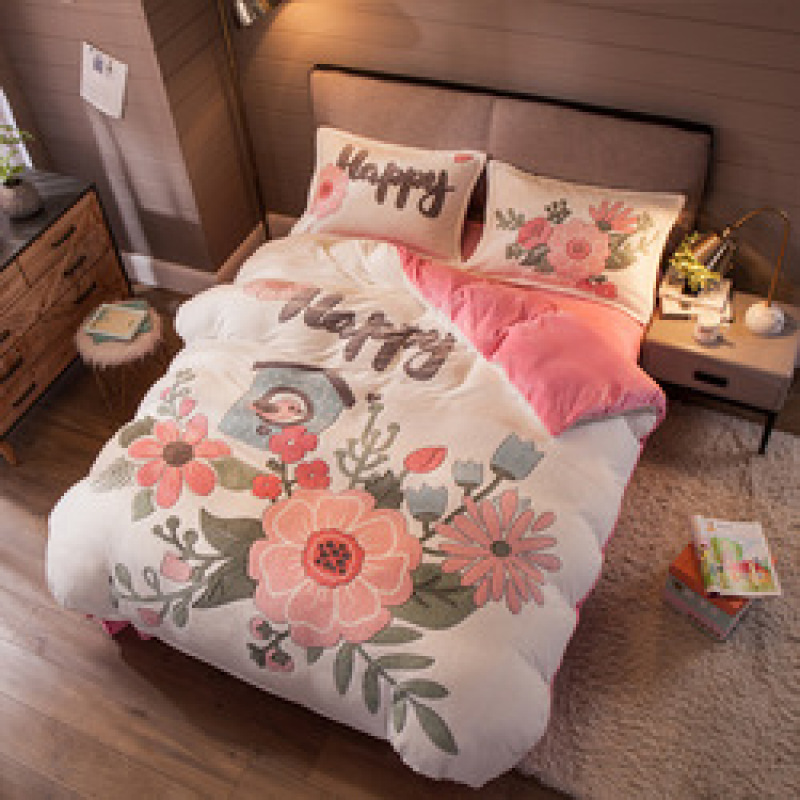 Home Coral Fleece Bedding Sets, Cheap Winter Bedding Set/