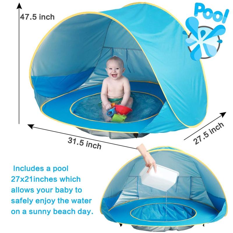 Baby Beach Tent Children Waterproof Pop Up sun Awning Tent UV-protecting Sunshelter with Pool Kid Outdoor Camping Sunshade Beach