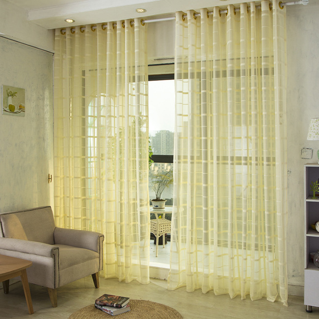 Online Sale Living Room Sets Curtain Cloth,Decorativas Sheer Fabric Bed Curtain#