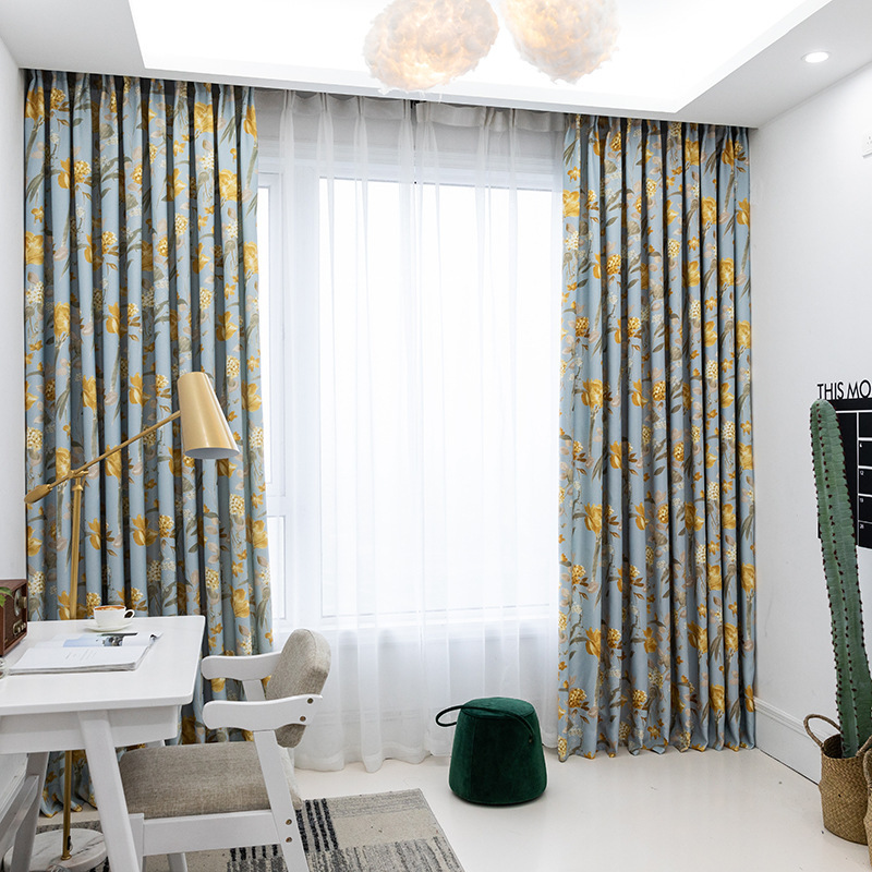 Home Decor Livingroom Cortinas Decorativas Blackout Cortinas,Made In China Floral Curtains Printed Landscape#