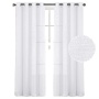 Natural Linen Sheer Curtains Bedroom Living Room Textured Open Weave Linen Semi Sheer Curtain , Nickel Grommet Sheer Curtain/