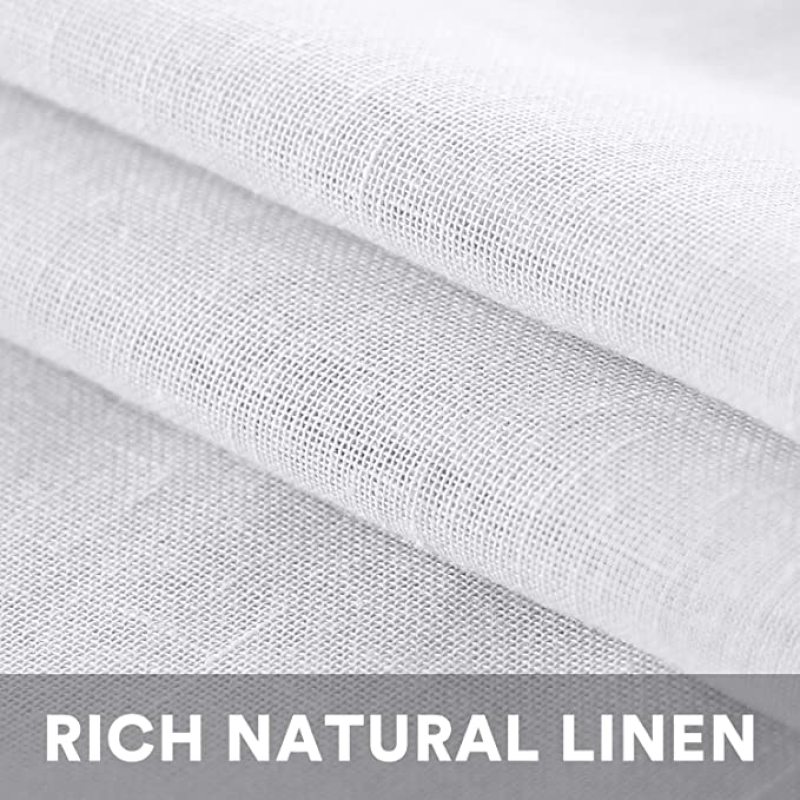 Natural Linen Sheer Curtains Bedroom Living Room Textured Open Weave Linen Semi Sheer Curtain , Nickel Grommet Sheer Curtain/