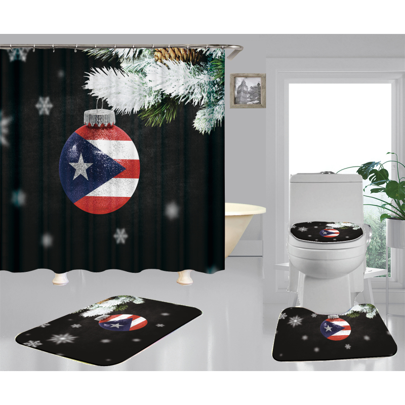 2022 Luxury 3D Shower Curtain, Popular 180*200 Puerto Rico Flag Shower Curtain Set#