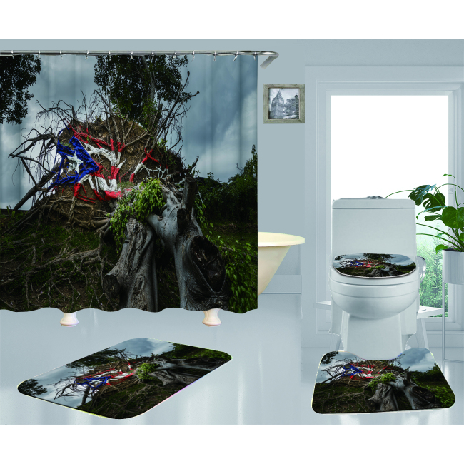 2022 Luxury 3D Shower Curtain, Popular 180*200 Puerto Rico Flag Shower Curtain Set#