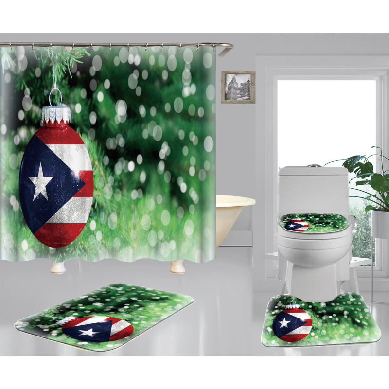 2022 Luxury 3D Shower Curtain, Popular 180*200 Puerto Rico Flag Shower Curtain Set#