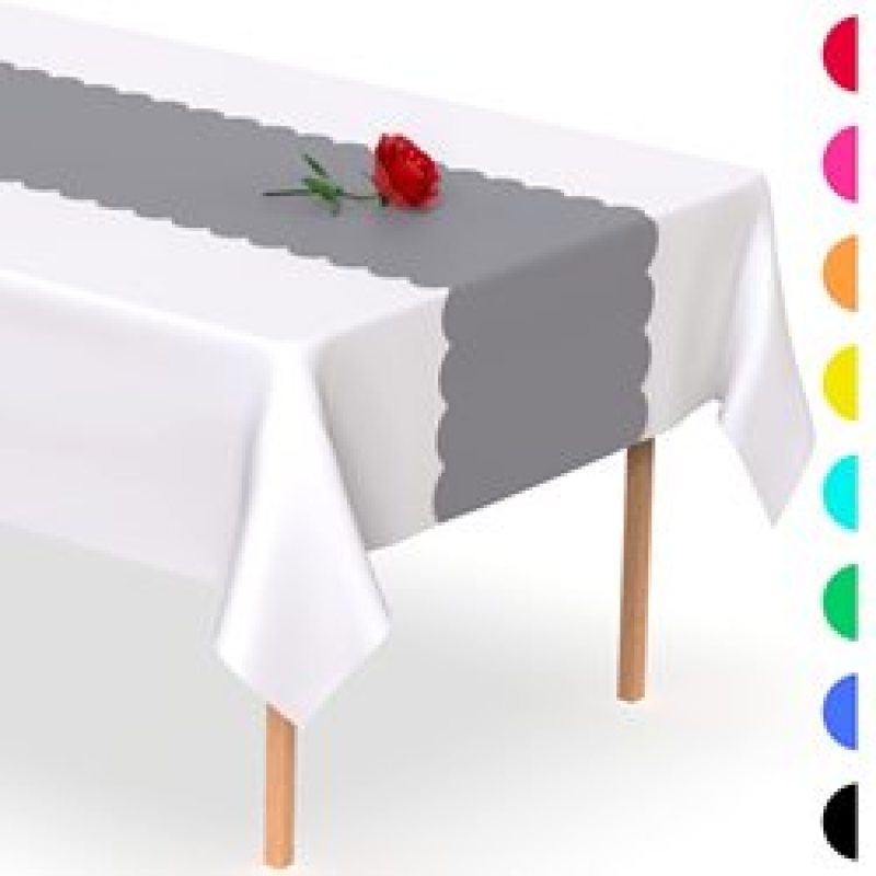 Disposable Table Runner 5 Pack 14 x 108 inch, Black White Shape Plastic Table Runner for Your Party Table#