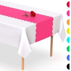 Disposable Table Runner 5 Pack 14 x 108 inch, Black White Shape Plastic Table Runner for Your Party Table#