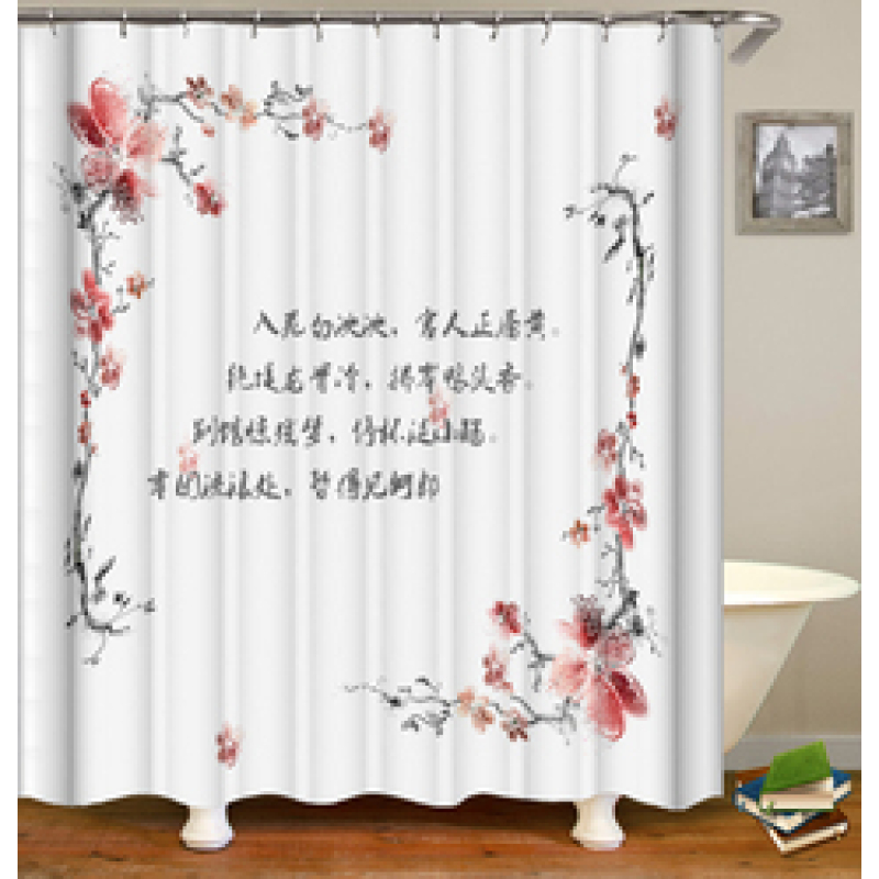 Drop Shipping Valentine's Day Gift Wedding Design Romantic Shower Curtain Printing Mildew Resistant Custom Shower Curtain#