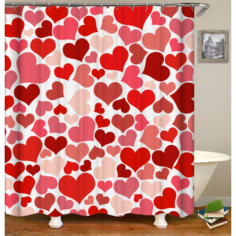 Drop Shipping Valentine's Day Gift Wedding Design Romantic Shower Curtain Printing Mildew Resistant Custom Shower Curtain#