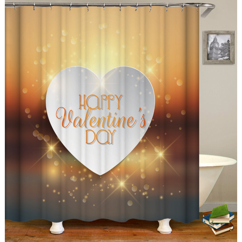 Drop Shipping Valentine's Day Gift Wedding Design Romantic Shower Curtain Printing Mildew Resistant Custom Shower Curtain#