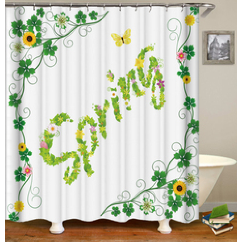 Drop Shipping Valentine's Day Gift Wedding Design Romantic Shower Curtain Printing Mildew Resistant Custom Shower Curtain#