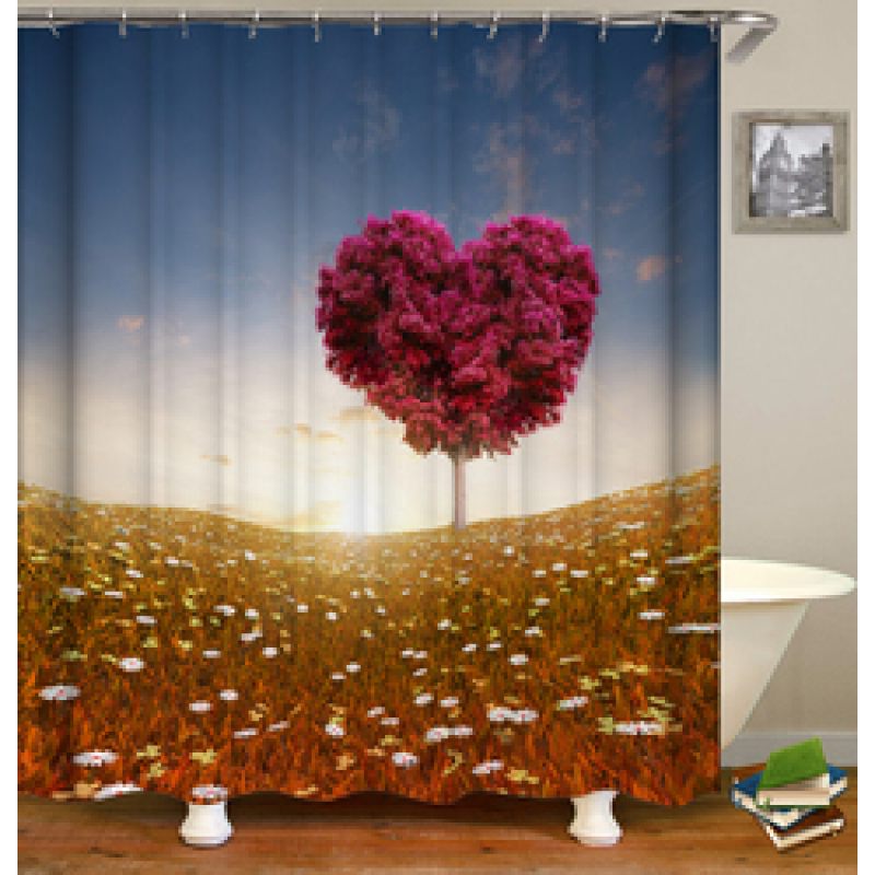 Drop Shipping Valentine's Day Gift Wedding Design Romantic Shower Curtain Printing Mildew Resistant Custom Shower Curtain#