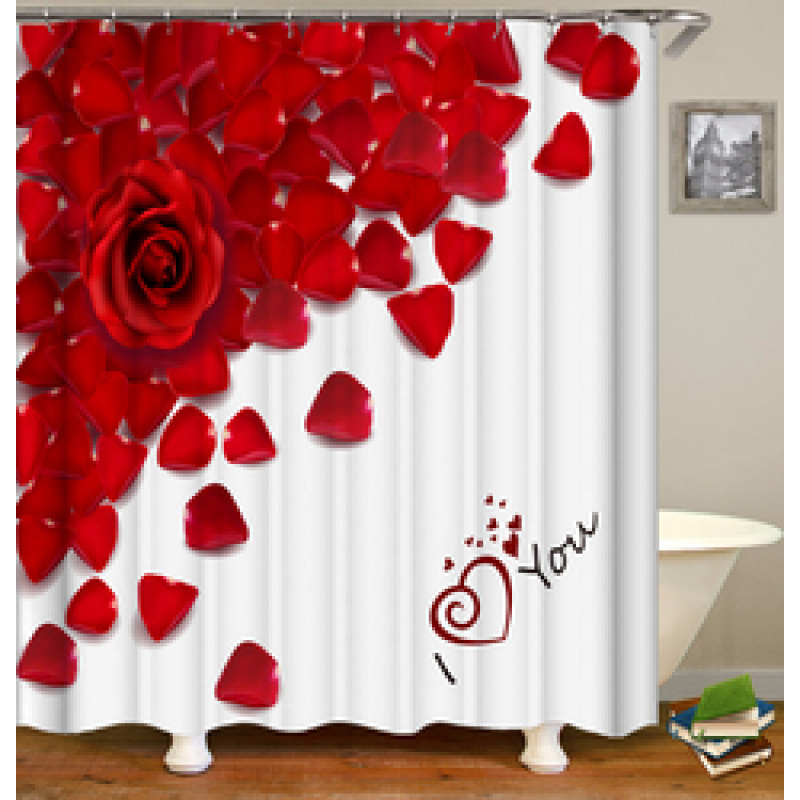 Drop Shipping Valentine's Day Gift Wedding Design Romantic Shower Curtain Printing Mildew Resistant Custom Shower Curtain#