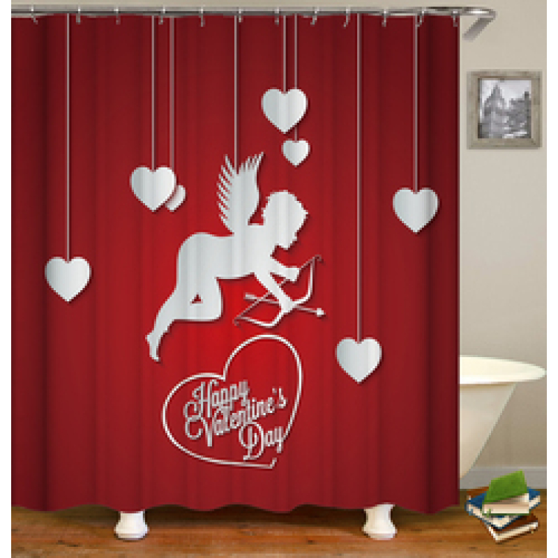 Drop Shipping Valentine's Day Gift Wedding Design Romantic Shower Curtain Printing Mildew Resistant Custom Shower Curtain#