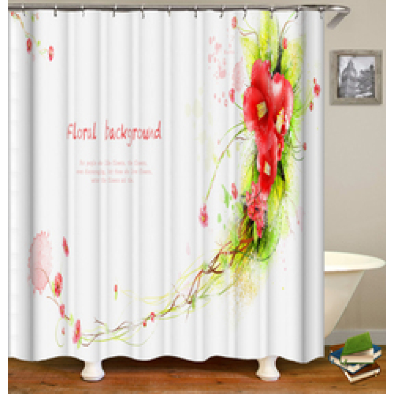 Drop Shipping Valentine's Day Gift Wedding Design Romantic Shower Curtain Printing Mildew Resistant Custom Shower Curtain#