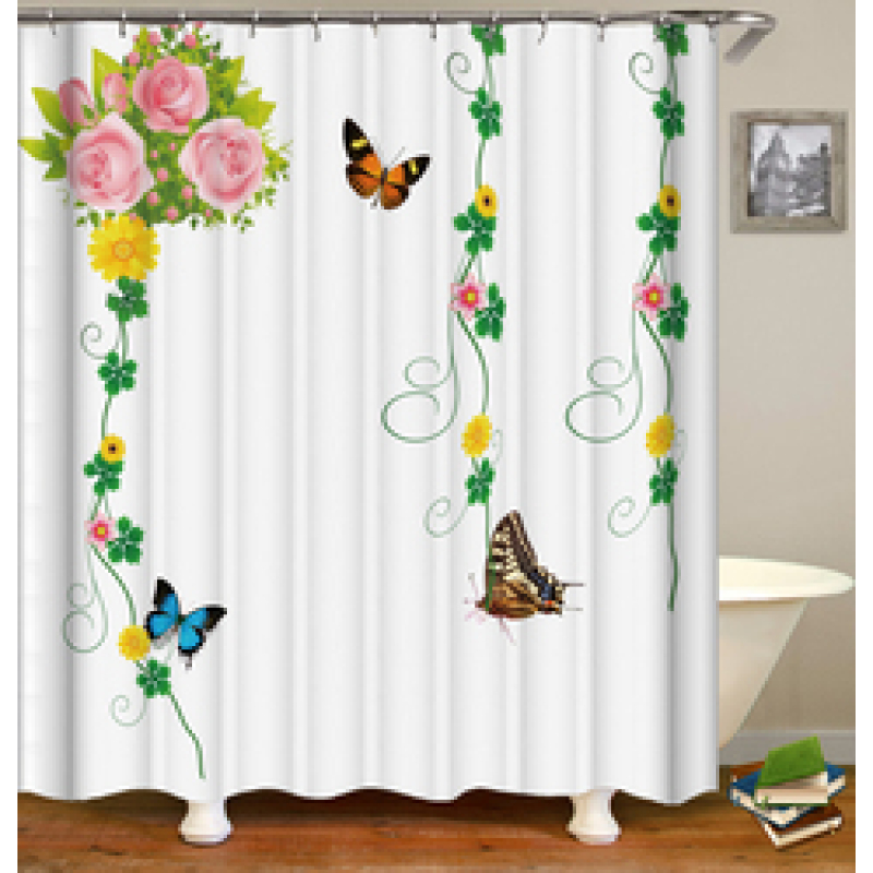 Drop Shipping Valentine's Day Gift Wedding Design Romantic Shower Curtain Printing Mildew Resistant Custom Shower Curtain#