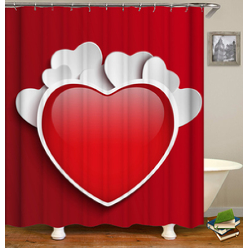 Drop Shipping Valentine's Day Gift Wedding Design Romantic Shower Curtain Printing Mildew Resistant Custom Shower Curtain#