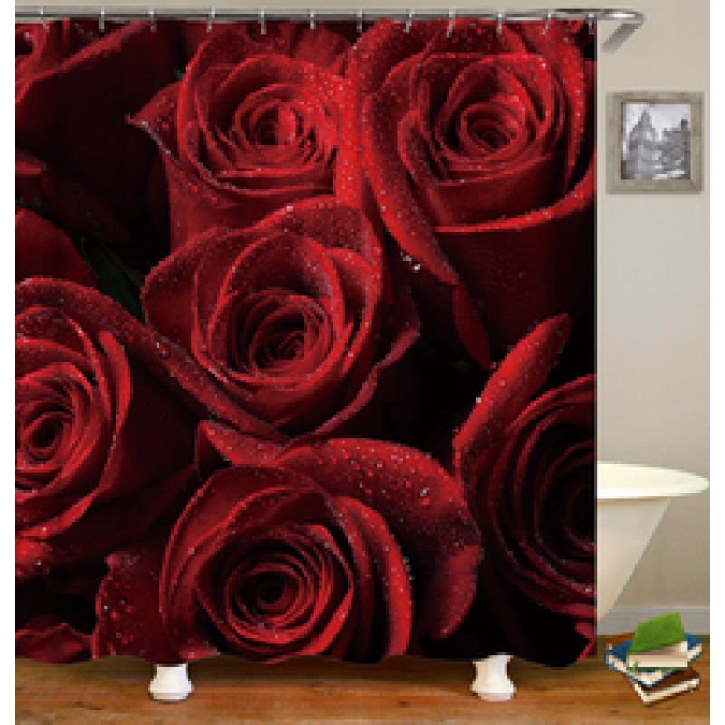 Drop Shipping Valentine's Day Gift Wedding Design Romantic Shower Curtain Printing Mildew Resistant Custom Shower Curtain#