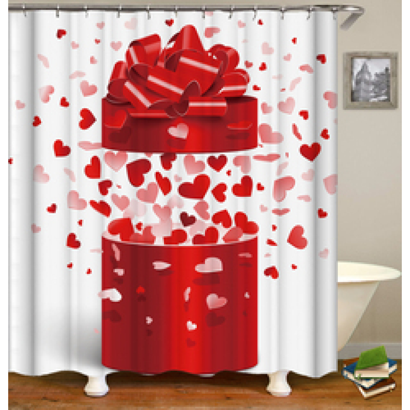 Drop Shipping Valentine's Day Gift Wedding Design Romantic Shower Curtain Printing Mildew Resistant Custom Shower Curtain#