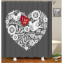 Drop Shipping Valentine's Day Gift Wedding Design Romantic Shower Curtain Printing Mildew Resistant Custom Shower Curtain#
