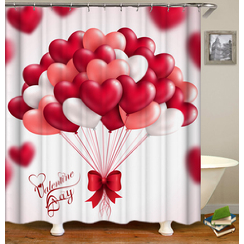 Drop Shipping Valentine's Day Gift Wedding Design Romantic Shower Curtain Printing Mildew Resistant Custom Shower Curtain#