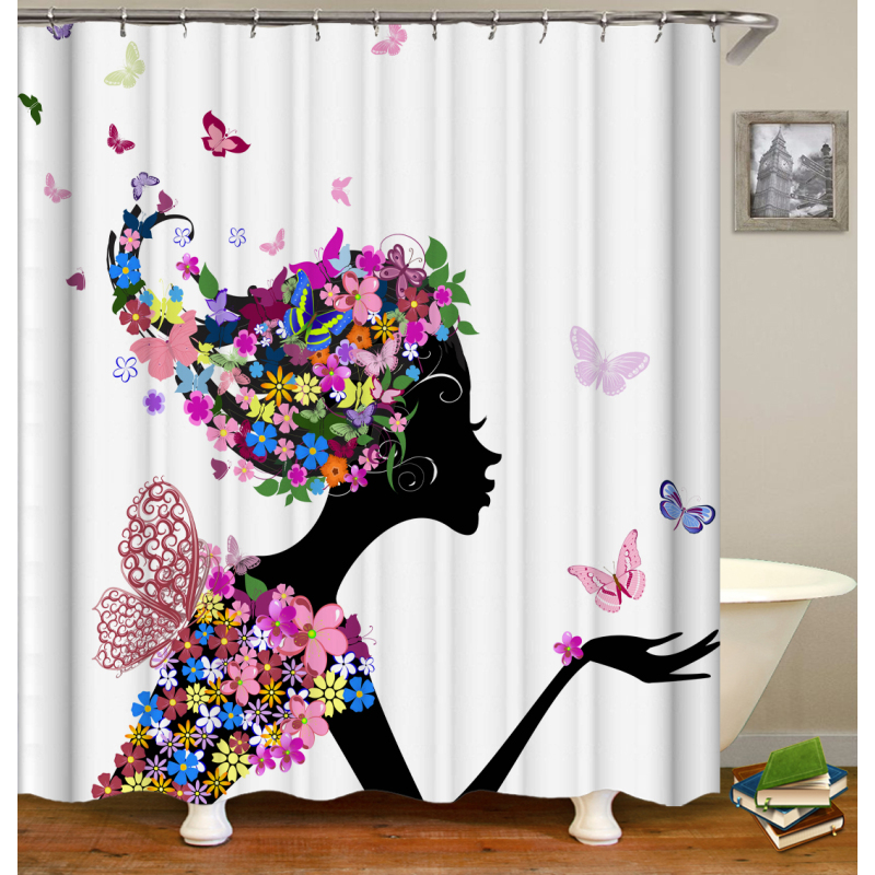 Drop Shipping Valentine's Day Gift Wedding Design Romantic Shower Curtain Printing Mildew Resistant Custom Shower Curtain#