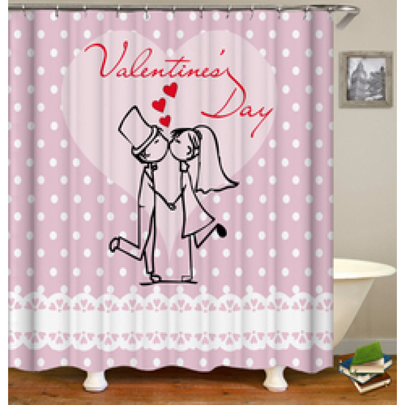 Drop Shipping Valentine's Day Gift Wedding Design Romantic Shower Curtain Printing Mildew Resistant Custom Shower Curtain#