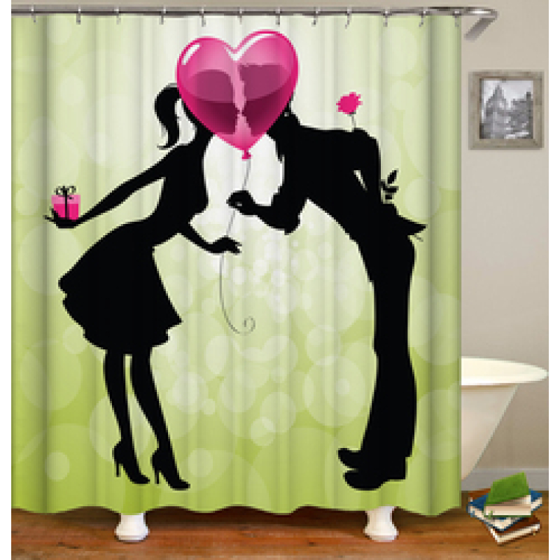 Drop Shipping Valentine's Day Gift Wedding Design Romantic Shower Curtain Printing Mildew Resistant Custom Shower Curtain#