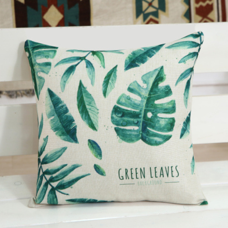Green Leaf Cushion Cover Pillow,Digital Printing Soft Cushion/