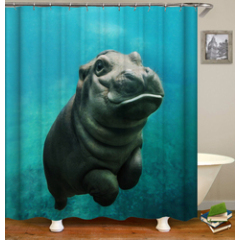 Polyester Custom Made Hotel Bathroom Decoration Washable 3D Digital Printing Giraffe Shower Curtain With Hooks