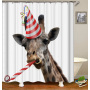 Polyester Custom Made Hotel Bathroom Decoration Washable 3D Digital Printing Giraffe Shower Curtain With Hooks