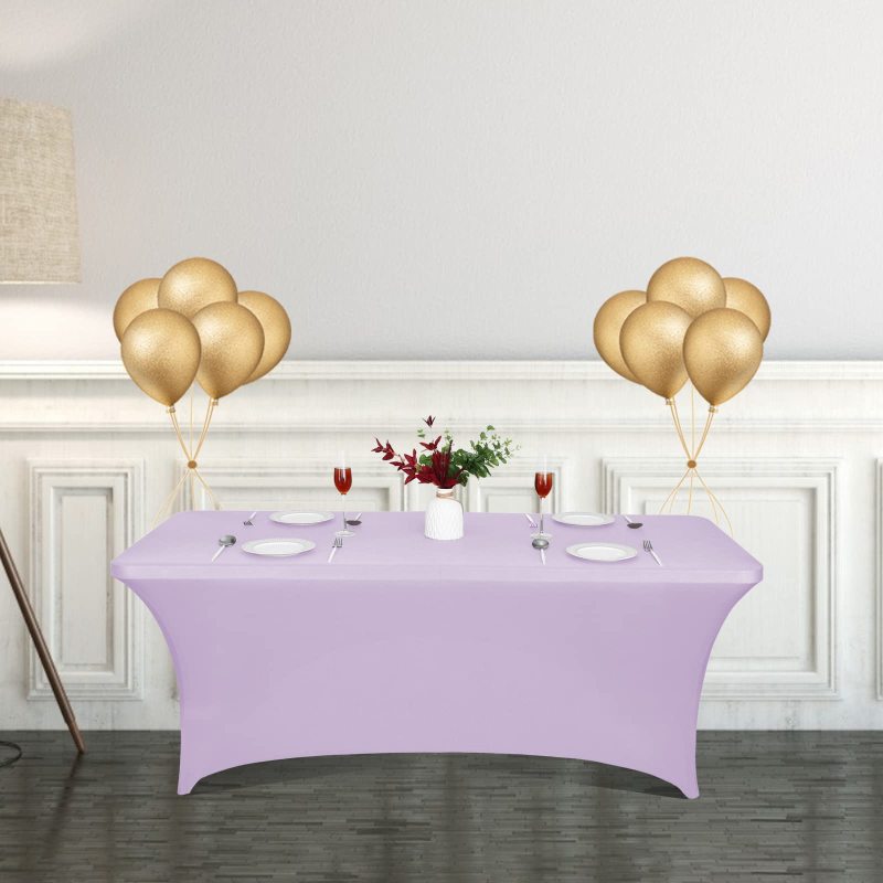 Hot Selling Ultra High Elastic Waterproof Dustproof Solid color spandex lilac tablecloth For Kitchen Party Living room
