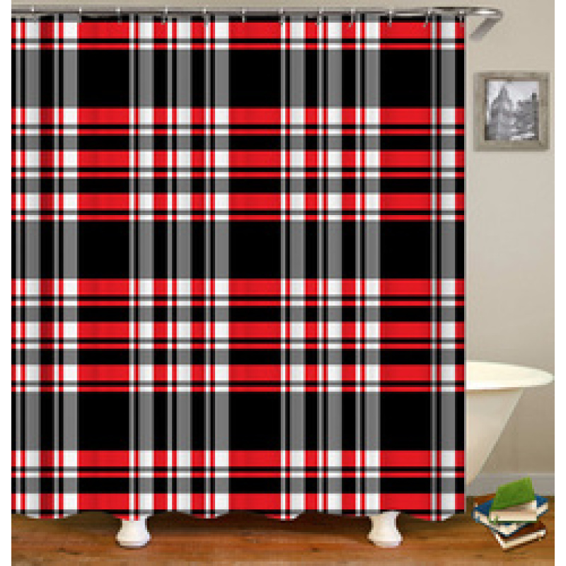 Christmas custom print shower curtain bathroom sets with shower curtain and rugs Waterproof Polyester shower curtai for Bathroom