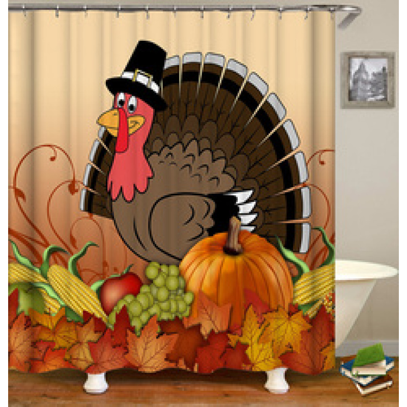 Christmas custom print shower curtain bathroom sets with shower curtain and rugs Waterproof Polyester shower curtai for Bathroom