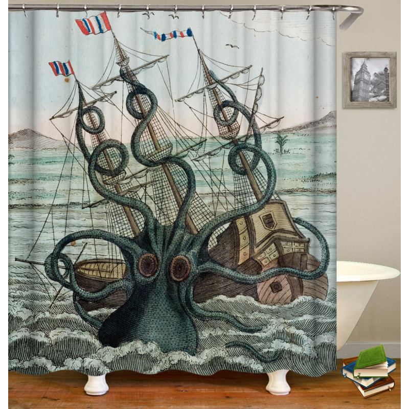 Christmas custom print shower curtain bathroom sets with shower curtain and rugs Waterproof Polyester shower curtai for Bathroom