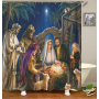 Christmas custom print shower curtain bathroom sets with shower curtain and rugs Waterproof Polyester shower curtai for Bathroom