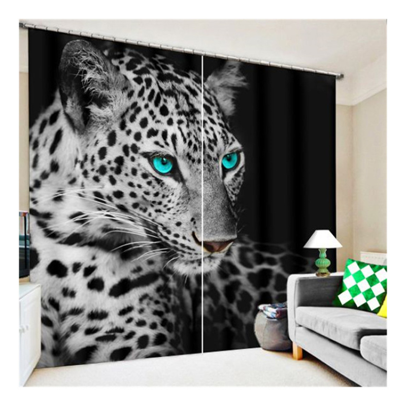 Black White Leopard Modern 3D Painting Blackout Curtains,Ready Made Homes Living Room Door Curtains$