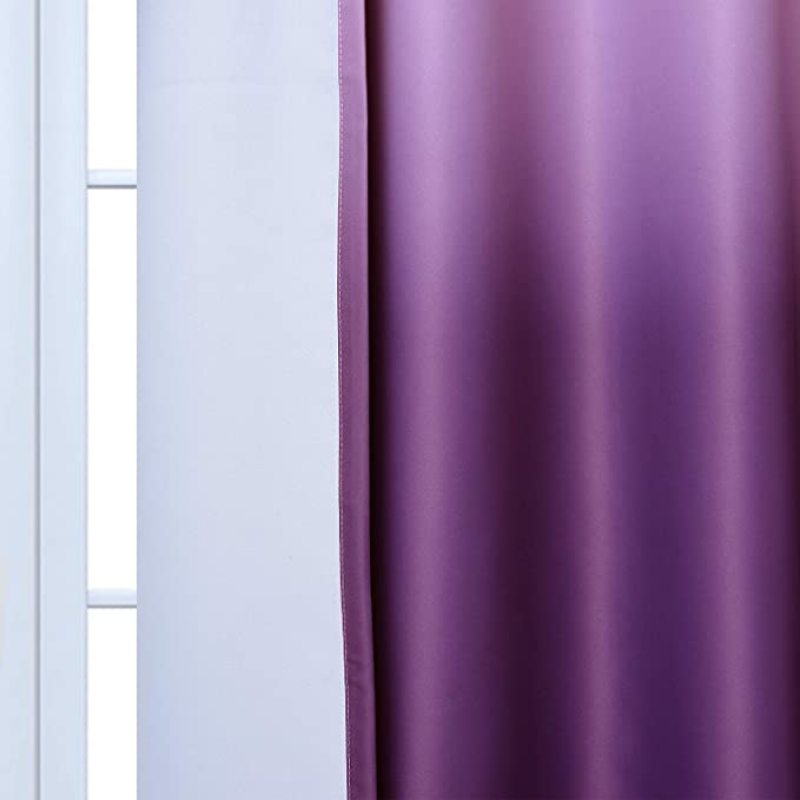 Light Blocking Gradient Color Purple Ombre Blackout Curtain, Room Darkening Thermal Insulated Grommet Window Drapes Curtain/