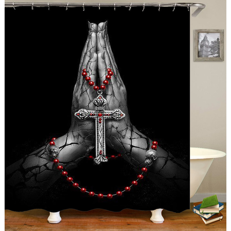 Drop Shipping100% Polyester Curtain Black Luxury Bathroom Shower Curtain Waterproof Custom Print Shower Curtain