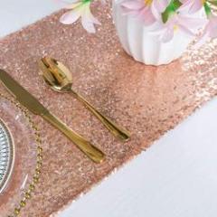 Wholesale Shiny Beauty Sparkly Pink Gold Sequin glitter table runner for Wedding/Events Decoration 30 x 180 cm