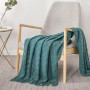 Hand Made Blankets Knitted Nordic Style Blue premium warm blanket/